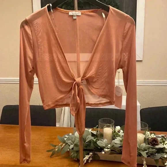 Blashe sheer crinkle cropped top size L. NWOT - Picture 1 of 8